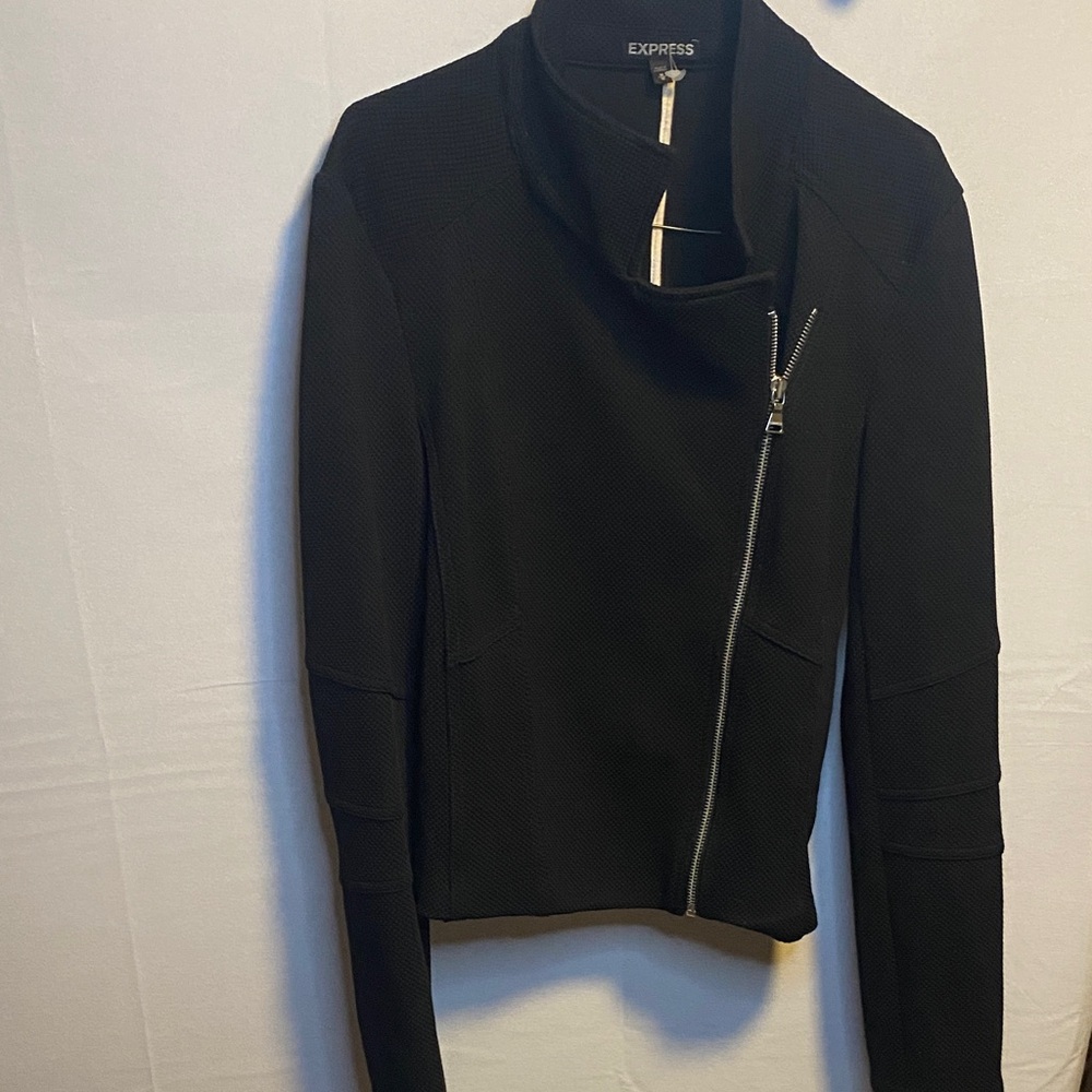 Express Women's Black Asymmetrical Zip Jacket